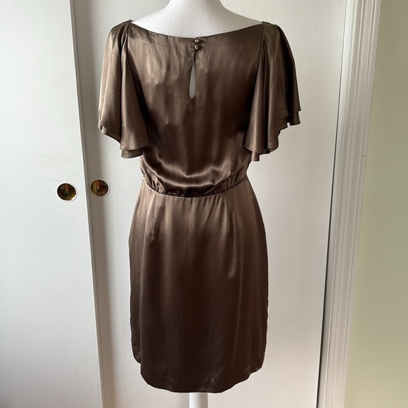 Banana Republic Silk Flutter Sleeve Dress 10P - Picture 4 of 8